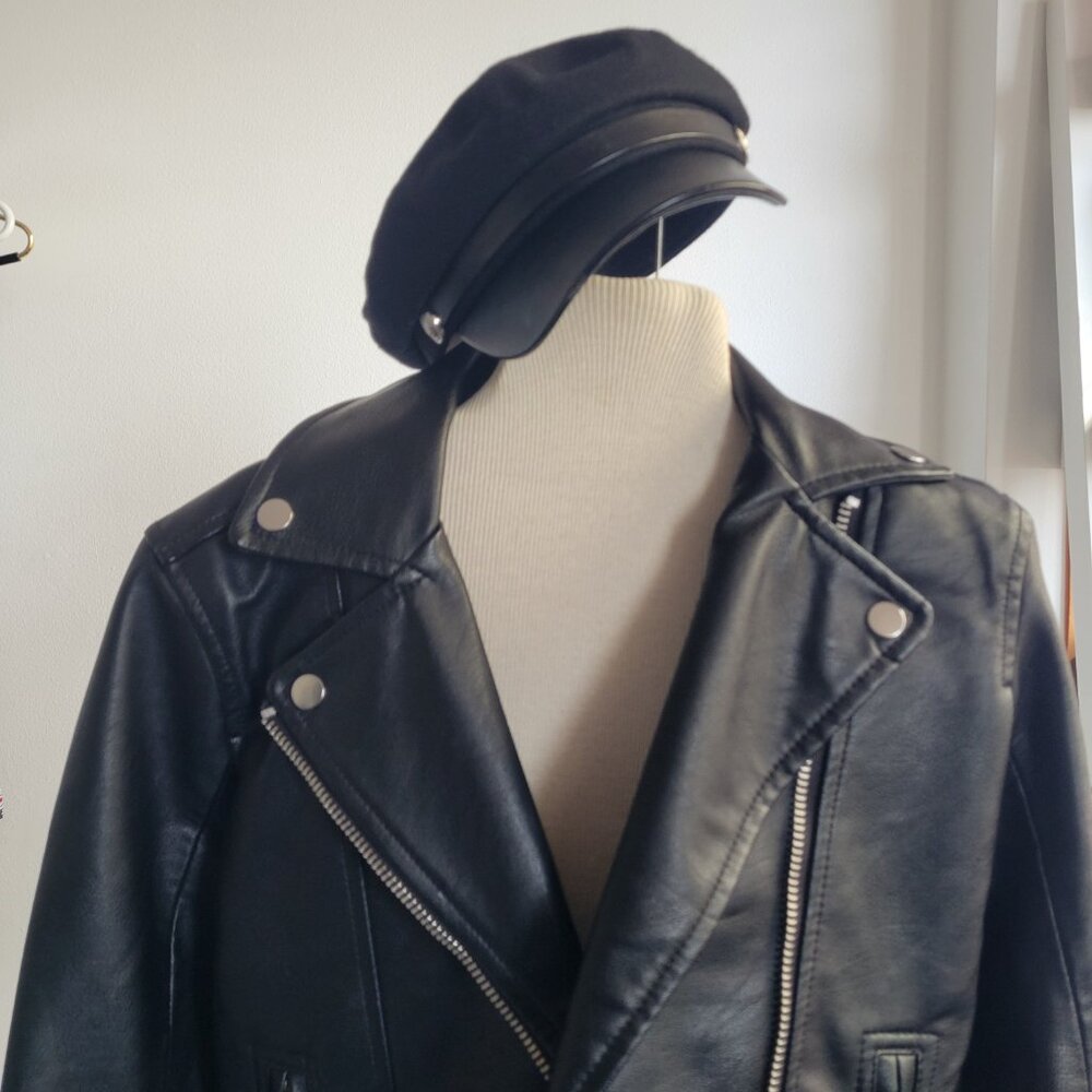 NWOT – Abercrombie & Fitch Black Faux Leather Moto Jacket (Size: M) - Picture 4 of 16
